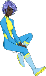 Size: 473x771 | Tagged: safe, artist:sychia, oc, oc only, oc:rainy skies (ice1517), human, icey-verse, boots, clothes, dark skin, ear piercing, earring, female, humanized, humanized oc, jewelry, magical gay spawn, offspring, parent:open skies, parent:thunderlane, parents:thunderskies, piercing, shoes, simple background, solo, transparent background, uniform, wonderbolts, wonderbolts uniform