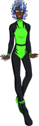 Size: 329x1048 | Tagged: safe, artist:sychia, oc, oc only, oc:thundersky (ice1517), human, icey-verse, boots, clothes, dark skin, female, grin, heterochromia, humanized, humanized oc, magical gay spawn, multicolored hair, offspring, parent:open skies, parent:thunderlane, parents:thunderskies, shoes, simple background, smiling, solo, the washouts, transparent background, uniform, washouts uniform