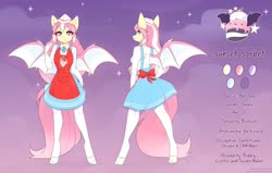 Size: 4096x2610 | Tagged: safe, artist:fensu-san, oc, oc only, oc:sunset sorbet, bat pony, anthro, explicit source, reference sheet, solo