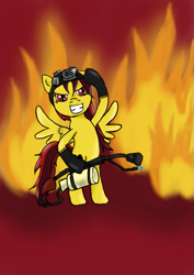 Size: 583x823 | Tagged: safe, oc, pegasus, pony, commission, fire, madness, mphhhhhm, open, pyro (tf2), team fortress 2, video game