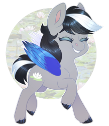 Size: 1024x1178 | Tagged: safe, artist:sadelinav, oc, oc only, oc:winter lillies, pegasus, pony, colored wings, eyes closed, female, mare, simple background, solo, transparent background, two toned wings, wings