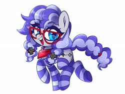 Size: 2048x1546 | Tagged: safe, alternate version, artist:techycutie, oc, oc only, oc:cinnabyte, earth pony, pony, adorkable, bandana, cinnabetes, clothes, commission, cute, dork, glasses, meganekko, socks, striped socks