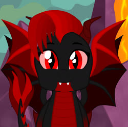 Size: 1750x1746 | Tagged: safe, artist:zethbsoul, oc, oc:hope fire, dragon, dragon oc, red and black oc, red eyes