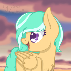 Size: 680x680 | Tagged: safe, artist:jane-ander, oc, oc only, oc:mango foalix, pegasus, pony, commission, cute, female, mare, ocbetes, pegasus oc, solo, your character here