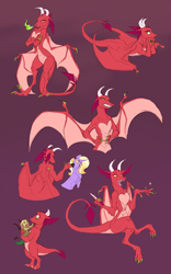 Size: 2490x4001 | Tagged: safe, artist:varwing, oc, oc:clear, oc:leaflitter, draconequus, dragon, hybrid, pony, unicorn, adopted offspring, baby draconequus, engrish, female, interspecies offspring, nail file, offspring, parent:discord, parent:fluttershy, parents:discoshy