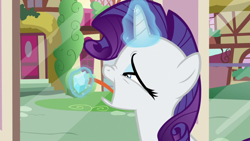 Size: 1920x1080 | Tagged: safe, screencap, rarity, pony, dragon dropped, g4, female, gem, licking, solo, tongue out