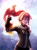 Size: 2341x3152 | Tagged: safe, artist:rysunkowasucharia, sunset shimmer, human, phoenix, equestria girls, g4, alternate hairstyle, braid, clothes, falconry, female, high res, humanized, jacket, leather jacket, looking at you, solo
