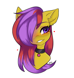 Size: 1280x1340 | Tagged: safe, artist:missclaypony, oc, oc only, pony, bust, choker, female, mare, portrait, simple background, solo, transparent background