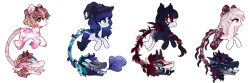 Size: 1024x341 | Tagged: safe, artist:glitterring, oc, oc only, cow plant pony, monster pony, original species, plant pony, augmented tail, base used, braid, fangs, hat, hoof fluff, horns, open mouth, plant, simple background, smiling, tongue out, transparent background, witch hat