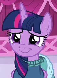 Size: 277x381 | Tagged: safe, screencap, twilight sparkle, alicorn, pony, a-dressing memories, g4, spoiler:a-dressing memories, spoiler:mlp friendship is forever, adorkable, beautiful, clothes, coronation dress, cropped, cute, dork, dress, female, mare, smiling, solo, twiabetes, twilight sparkle (alicorn)