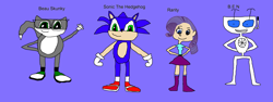 Size: 3061x1152 | Tagged: safe, artist:sonicsuperstar1991, rarity, human, pony, robot, skunk, equestria girls, g4, 1000 hours in ms paint, b.e.n, beau skunky, humanized, interspecies, male, non-pony oc, sonic the hedgehog, sonic the hedgehog (series)
