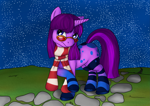 Size: 3507x2480 | Tagged: safe, artist:mcsplosion, oc, oc only, pony, unicorn, clothes, female, high res, night, scarf, socks, solo, striped socks