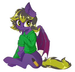 Size: 3600x3460 | Tagged: safe, artist:wbp, derpibooru exclusive, oc, oc:maus, bat pony, clothes, commission, high res, hoodie, simple background, sitting, sticker, transparent background