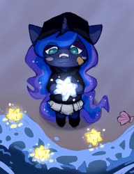 Size: 1227x1596 | Tagged: safe, artist:nekosnicker, princess luna, anthro, g4, animal crossing, animal crossing: new horizons, beach, female, ocean, solo