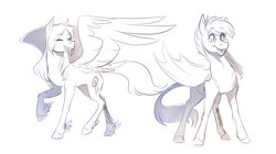 Size: 1700x950 | Tagged: safe, artist:cosmalumi, oc, oc only, bat pony, pegasus, pony, duo