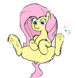 Size: 1701x1749 | Tagged: safe, artist:notawriteranon, fluttershy, pegasus, pony, g4, blushing, dock, featureless crotch, female, mare, simple background, solo, spread legs, spreading, tail, underhoof, white background