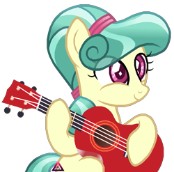 Size: 713x704 | Tagged: safe, artist:princess-blaze-acorn, coral shores, crystal pony, pony, acoustic guitar, base used, eye clipping through hair, guitar, musical instrument, older coral shores, simple background, smiling, solo, transparent background