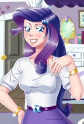Size: 600x890 | Tagged: safe, artist:eli-pic, rarity, equestria girls, g4, female, human coloration, looking at you, smiling, solo