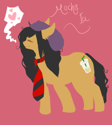 Size: 1000x1116 | Tagged: safe, artist:justacerealkiller, oc, oc only, oc:mocha ice, earth pony, pony, earth pony oc, eyes closed, female, hat, heart, mare, necktie, pictogram, smiling, solo