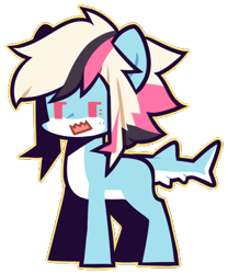 Size: 383x460 | Tagged: safe, artist:mvnchies, oc, oc only, original species, shark, shark pony, open mouth, simple background, solo, transparent background