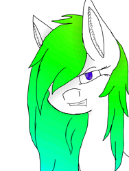 Size: 6000x8000 | Tagged: safe, artist:prismicdiamondart, oc, oc only, earth pony, pony, bust, earth pony oc, gradient mane, gritted teeth, hair over one eye, simple background, smiling, solo, white background
