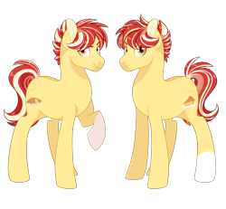 Size: 2700x2500 | Tagged: safe, artist:gigason, oc, oc only, earth pony, pony, high res, male, offspring, parent:applejack, parent:flam, parent:flim, parents:flamjack, parents:flimjack, simple background, stallion, transparent background