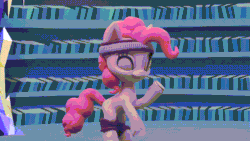Size: 800x450 | Tagged: safe, screencap, pinkie pie, earth pony, pony, g4.5, my little pony: stop motion short, pinkie pie wants to play, animated, bipedal, dancing, female, gif, library, solo, stop motion, twilight's castle, twilight's castle library