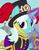 Size: 840x1080 | Tagged: safe, screencap, cornetta, pony, unicorn, g4, triple threat, background pony, clothes, female, glowing horn, hat, horn, levitation, magic, magic aura, marching band uniform, mare, musical instrument, not lyra, not trixie, smiling, solo focus, telekinesis, top hat, trumpet, uniform