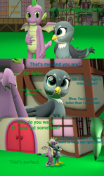 Size: 1920x3240 | Tagged: safe, artist:papadragon69, gabby, spike, dragon, comic:spike's cyosa, g4, 3d, comic, cyoa, female, male, older, older spike, ship:spabby, shipping, source filmmaker, straight, teenage spike, teenager, winged spike, wings