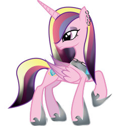 Size: 2377x2522 | Tagged: safe, artist:geekladd, idw, princess cadance, alicorn, pony, g4, reflections, spoiler:comic, alternate universe, concave belly, dark mirror universe, ear piercing, earring, evil cadance, female, high res, jewelry, piercing, simple background, slender, solo, thin, transparent background, vector