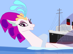 Size: 2498x1866 | Tagged: safe, artist:oceanrailroader, queen novo, seapony (g4), g4, my little pony: the movie, female, macro, ocean, ship, solo