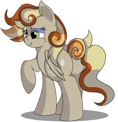 Size: 1280x1323 | Tagged: safe, artist:rainbowtashie, oc, oc:clumsy carrot, earth pony, pegasus, pony, butt, commissioner:bigonionbean, cute, cutie, cutie mark, female, flank, fusion, fusion:carrot top, fusion:derpy hooves, fusion:golden harvest, mare, plot, simple background, sultry pose, transparent background, writer:bigonionbean