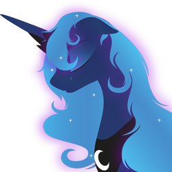 Size: 3986x3984 | Tagged: safe, artist:rusilis, princess luna, alicorn, pony, g4, bust, crown, crying, eyes closed, female, high res, jewelry, lonely, mare, minimalist, modern art, regalia, sad, simple background, solo, transparent background