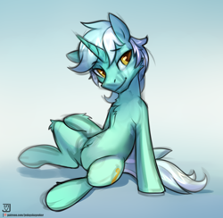 Size: 2052x2000 | Tagged: safe, artist:jedayskayvoker, lyra heartstrings, pony, unicorn, g4, bedroom eyes, eyebrows, eyebrows visible through hair, guyra, high res, looking at you, male, rule 63, sitting, smiling, smiling at you, solo, stallion