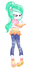 Size: 700x1690 | Tagged: safe, artist:anno酱w, oc, oc only, oc:bella agoly, equestria girls, g4, base used, book, clothes, jeans, reading, simple background, white background