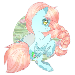 Size: 1024x1024 | Tagged: safe, artist:sadelinav, oc, oc only, oc:waterlily, pegasus, pony, braid, chibi, female, mare, simple background, solo, transparent background, two toned wings, wings