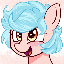 Size: 912x912 | Tagged: safe, alternate version, artist:claribell3, cozy glow, pony, g4, alternate hairstyle, alternate timeline, before, cozybetes, cute, female, freckles, good end, good girl, smiling, solo