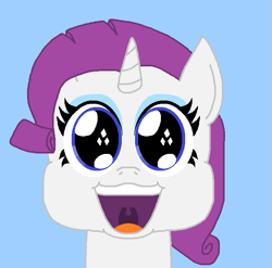 Size: 661x653 | Tagged: safe, artist:logan jones, rarity, pony, unicorn, g4, big eyes, bust, cute, cutie mark eyes, happy, open mouth, smiling, wingding eyes