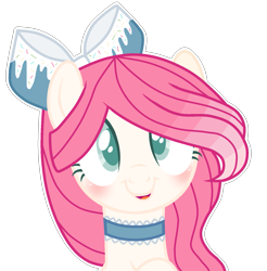 Size: 1561x1589 | Tagged: safe, artist:poppyglowest, artist:taffyufo, oc, oc only, oc:sprinkle sparkle, pony, base used, bow, bust, choker, female, hair bow, mare, portrait, simple background, solo, transparent background