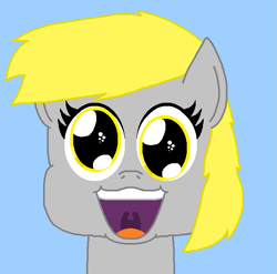 Size: 661x653 | Tagged: safe, artist:logan jones, derpy hooves, pegasus, pony, g4, big eyes, bust, cute, cutie mark eyes, happy, open mouth, smiling, wingding eyes