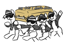 Size: 585x392 | Tagged: safe, artist:jargon scott, oc, oc only, earth pony, pony, bipedal, coffin, coffin dance, dancing, meme, ponified meme, simple background, sunglasses, white background