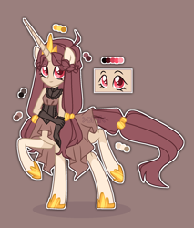 Size: 1674x1969 | Tagged: safe, artist:lil_chif, oc, oc only, oc:rose trots, centaur, centaur oc, clothes, corset, crown, dress, female, gloves, hoof shoes, jewelry, mare, markings, raised hoof, raised leg, red background, reference sheet, regalia, simple background, skirt, solo