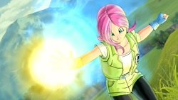 Size: 1920x1080 | Tagged: safe, fluttershy, human, g4, dragon ball, dragon ball xenoverse 2, female, humanized, screenshots, solo