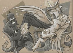 Size: 4675x3367 | Tagged: safe, artist:andypriceart, princess celestia, princess luna, alicorn, pony, g4, abstract background, belly, crown, cute, cutelestia, duo, eyes closed, feather, female, hoof shoes, jewelry, laughing, limited palette, lunabetes, magic, mare, open mouth, peytral, princess shoes, regalia, ribcage, royal sisters, shading, slender, spread wings, telekinesis, thin, tickle fight, tickling, ticklish tummy, toned paper, traditional art, volumetric mouth, wings