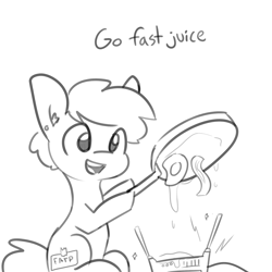 Size: 2250x2250 | Tagged: safe, artist:tjpones, oc, oc only, oc:tjpones, earth pony, pony, bacon, cooking, egg, food, grayscale, grease, high res, male, meat, monochrome, router, simple background, solo, stallion, this will end in electronic failure, white background