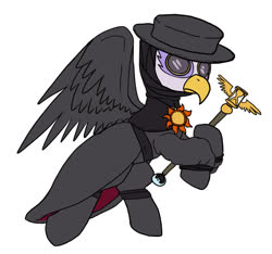Size: 800x750 | Tagged: safe, artist:slamjam, pegasus, pony, clothes, drawthread, plague doctor, plague doctor mask, simple background, solo, staff, white background