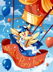 Size: 2451x3339 | Tagged: safe, artist:nekosnicker, oc, oc only, oc:easy breezy, pegasus, pony, balloon, high res, hot air balloon, solo