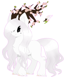 Size: 399x475 | Tagged: safe, artist:chayka22, oc, oc only, oc:spectre, original species, antlers, base used, female, flower, hair over one eye, simple background, smiling, solo, transparent background