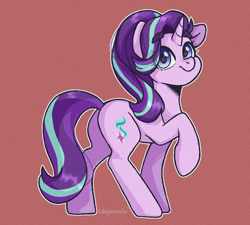 Size: 1024x920 | Tagged: safe, artist:cottonsweets, starlight glimmer, pony, unicorn, g4, cute, eye clipping through hair, female, glimmerbetes, looking at you, mare, red background, simple background, solo