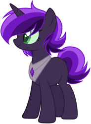 Size: 640x868 | Tagged: safe, artist:zipverse, oc, oc only, oc:amethyst armour, pony, unicorn, female, mare, offspring, parent:king sombra, parent:twilight sparkle, parents:twibra, simple background, solo, white background